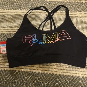 Puma Black Bra with Colorful Logo
